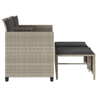 Thumbnail for Gartensofa 2-Sitzer mit Tisch und Hockern Hellgrau Poly Rattan