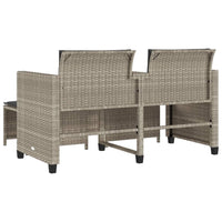 Thumbnail for Gartensofa 2-Sitzer mit Tisch und Hockern Hellgrau Poly Rattan