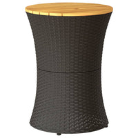 Thumbnail for Garten-Beistelltisch Trommelform Schwarz Poly Rattan Massivholz