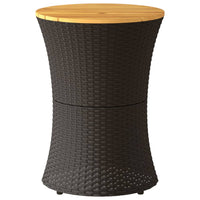 Thumbnail for Garten-Beistelltisch Trommelform Schwarz Poly Rattan Massivholz