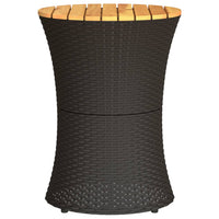 Thumbnail for Garten-Beistelltisch Trommelform Schwarz Poly Rattan Massivholz
