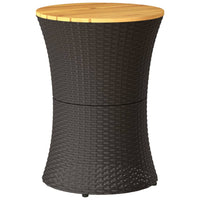 Thumbnail for Garten-Beistelltisch Trommelform Schwarz Poly Rattan Massivholz