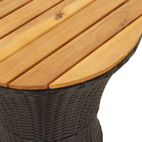 Thumbnail for Garten-Beistelltisch Trommelform Schwarz Poly Rattan Massivholz