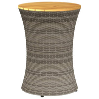 Thumbnail for Garten-Beistelltisch Trommelform Grau Poly Rattan & Massivholz