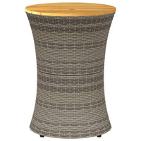 Thumbnail for Garten-Beistelltisch Trommelform Grau Poly Rattan & Massivholz