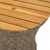 Thumbnail for Garten-Beistelltisch Trommelform Grau Poly Rattan & Massivholz