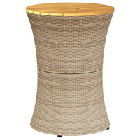 Thumbnail for Garten-Beistelltisch Trommelform Beige Poly Rattan Massivholz