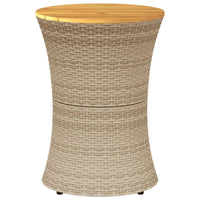 Thumbnail for Garten-Beistelltisch Trommelform Beige Poly Rattan Massivholz