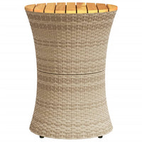 Thumbnail for Garten-Beistelltisch Trommelform Beige Poly Rattan Massivholz