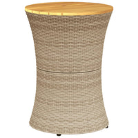 Thumbnail for Garten-Beistelltisch Trommelform Beige Poly Rattan Massivholz