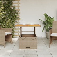 Thumbnail for Gartentisch Beige 80x80x71 cm Poly Rattan und Akazienholz