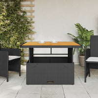 Thumbnail for Gartentisch Schwarz 110x110x71 cm Poly Rattan und Akazienholz