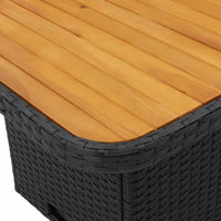 Thumbnail for Gartentisch Schwarz 110x110x71 cm Poly Rattan und Akazienholz
