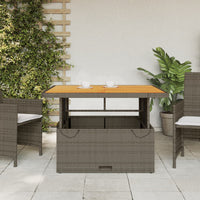 Thumbnail for Gartentisch Grau 110x110x71 cm Poly Rattan und Akazienholz