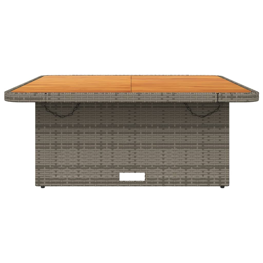 Gartentisch Grau 110x110x71 cm Poly Rattan und Akazienholz