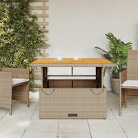 Thumbnail for Gartentisch Beige 110x110x71 cm Poly Rattan und Akazienholz