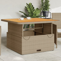Thumbnail for Gartentisch Beige 110x110x71 cm Poly Rattan und Akazienholz