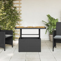 Thumbnail for Gartentisch Schwarz 90x55x71 cm Poly Rattan und Akazienholz
