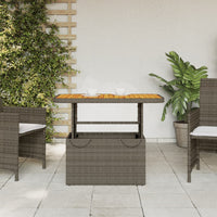 Thumbnail for Gartentisch Grau 90x55x71 cm Poly Rattan und Akazienholz