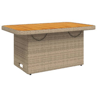 Thumbnail for Gartentisch Beige 90x55x71 cm Poly Rattan und Akazienholz