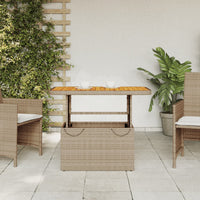 Thumbnail for Gartentisch Beige 90x55x71 cm Poly Rattan und Akazienholz