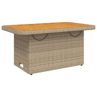 Thumbnail for Gartentisch Beige 90x55x71 cm Poly Rattan und Akazienholz