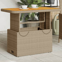Thumbnail for Gartentisch Beige 90x55x71 cm Poly Rattan und Akazienholz