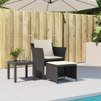 Thumbnail for Gartenstuhl mit Fußhocker Schwarz Poly Rattan