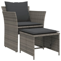 Thumbnail for Gartenstuhl mit Fußhocker Grau Poly Rattan