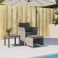 Thumbnail for Gartenstuhl mit Fußhocker Grau Poly Rattan