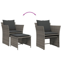 Thumbnail for Gartenstuhl mit Fußhocker Grau Poly Rattan