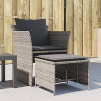 Thumbnail for Gartenstuhl mit Fußhocker Grau Poly Rattan