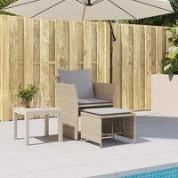 Thumbnail for Gartenstuhl mit Fußhocker Beige Poly Rattan