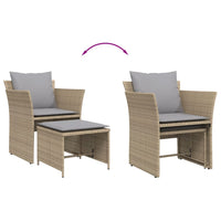 Thumbnail for Gartenstuhl mit Fußhocker Beige Poly Rattan
