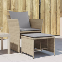 Thumbnail for Gartenstuhl mit Fußhocker Beige Poly Rattan