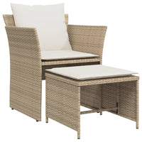 Thumbnail for Gartenstuhl mit Fußhocker Beige Poly Rattan