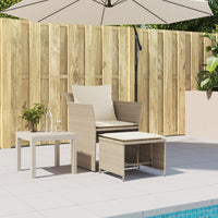 Thumbnail for Gartenstuhl mit Fußhocker Beige Poly Rattan