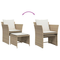 Thumbnail for Gartenstuhl mit Fußhocker Beige Poly Rattan