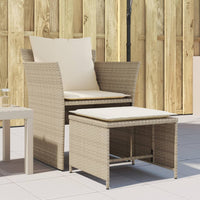 Thumbnail for Gartenstuhl mit Fußhocker Beige Poly Rattan