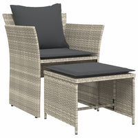 Thumbnail for Gartenstuhl mit Fußhocker Hellgrau Poly Rattan