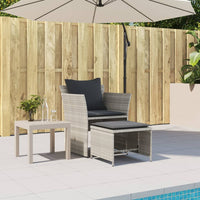 Thumbnail for Gartenstuhl mit Fußhocker Hellgrau Poly Rattan
