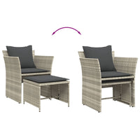 Thumbnail for Gartenstuhl mit Fußhocker Hellgrau Poly Rattan
