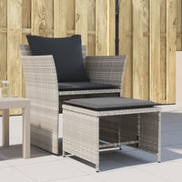 Thumbnail for Gartenstuhl mit Fußhocker Hellgrau Poly Rattan