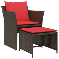 Thumbnail for Gartenstuhl mit Fußhocker Braun Poly Rattan