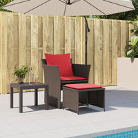Thumbnail for Gartenstuhl mit Fußhocker Braun Poly Rattan