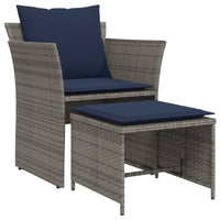 Thumbnail for Gartenstuhl mit Fußhocker Grau Poly Rattan