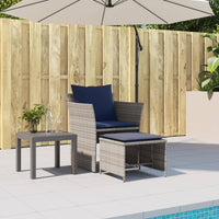 Thumbnail for Gartenstuhl mit Fußhocker Grau Poly Rattan
