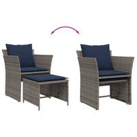 Thumbnail for Gartenstuhl mit Fußhocker Grau Poly Rattan