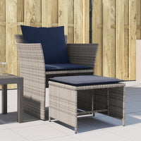 Thumbnail for Gartenstuhl mit Fußhocker Grau Poly Rattan
