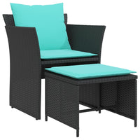 Thumbnail for Gartenstuhl mit Fußhocker Schwarz Poly Rattan